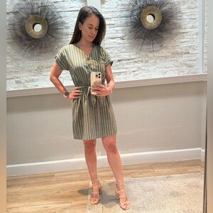 LAST DAY SALE- Green and White Dress